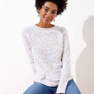 NWT LOFT Floral Ruffled Mock Neck Tee